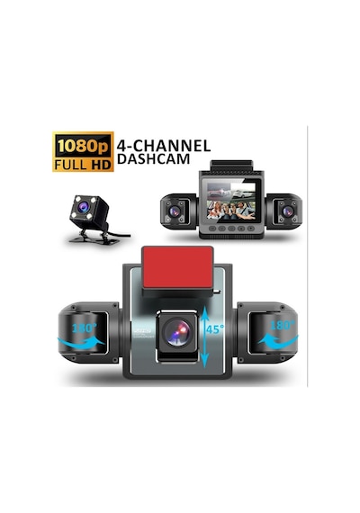 Araç İçi Kamera 4 Kameralı 170 Derece Açılı Yol Takip İç Mekan Ve Arka Kamera Kayıt 1080p Fullhd