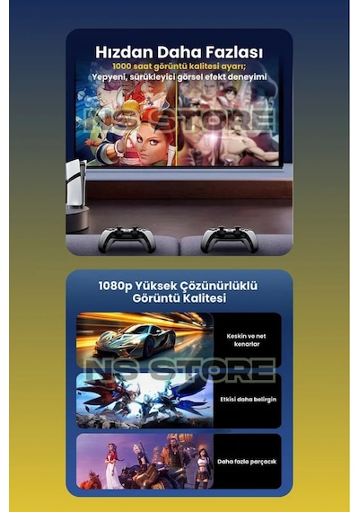 Gs5 Pro Ps5 Tasarımlı Kablosuz Çift Kol Oyun Konsolu 4k, 2.4g, 53 Emulatör, 30.000 Oyunlu Atari