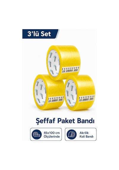 Rasyonel Akrilik Koli Bandı 45x100 Mt 3 Adet 1 Adet