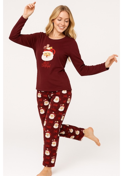 Mutlu City Kadın Yumuşak Doku Termal Pijama Takımı 42050 Vişne Çürüğü