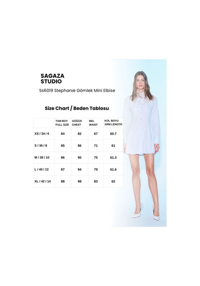 Sagaza Studio Ss6019 Gömlek Mini Elbise Bebe Mavisi