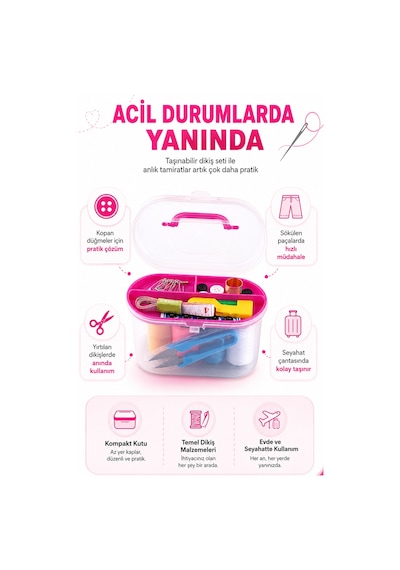 Taşınabilir Dikiş Kutusu Dikiş Seti İğne İplik Makas Düğme Saklama Organizer Kutusu