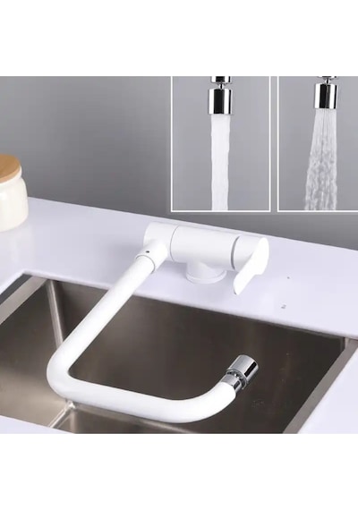 Mutfak Pencere Önü Katlanır Eviye Bataryası Mat Beyaz Yeni