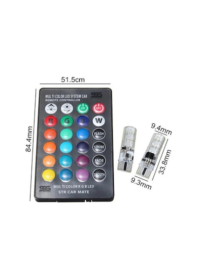 Kumandalı Rgb T10 Park Ledi Far Ledi Renkli Park Ampulü T10 Park Ledi