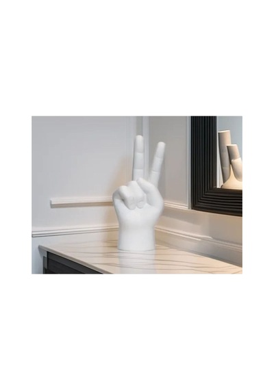 Barış İşareti El Heykeli, Dekoratif Biblo, Hediyelik, Ev Hediyesi, 17 Cm Peace Sign Hand Sculpture