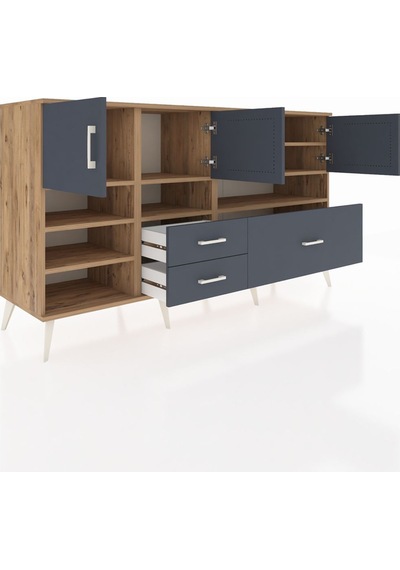 Hyperion Konsol 8 Raflı 3 Çekmeceli 4 Kapaklı 176x44x99 Çam-antra Çam-antrasit Hyperion Konsol 8 Raflı 3 Çekmeceli 4 Kapaklı 176x44x99 Çam-antra Çam-antrasit