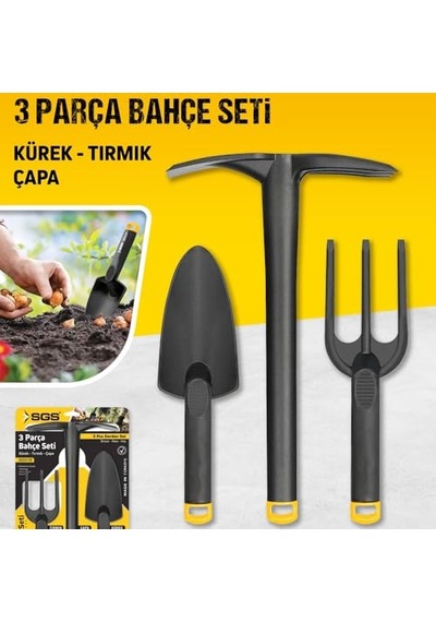 Güncelçarşı Sert Plastik Üçlü Bahçe Seti, Hobi Kürek - Çapa - Tırmık Bahçıvan Seti, Yüksek Basınca D Sku: Smgstkc39529fd2e