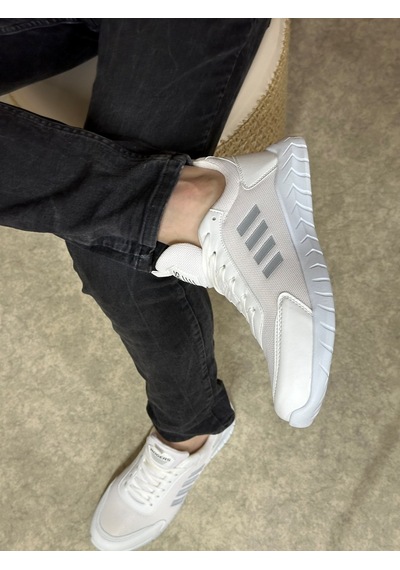 Günlük Erkek Sneaker Fileli Bağcıklı Rahat Esnek Dikiş Detaylı Yürüyüş Spor Ayakkabı 1453 Beyaz Gri Günlük Erkek Sneaker Fileli Bağcıklı Rahat Esnek Dikiş Detaylı Yürüyüş Spor Ayakkabı 1453 Beyaz Gri