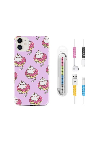 Apple Uyumlu iPhone 13 Mini Kılıf Kablo Koruyuculu Unicorn Donut 1417