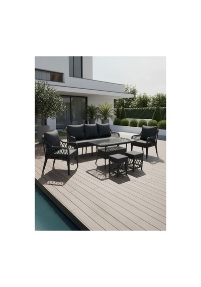 Dora Garden Home Zen 7 Kişilik 3+1+1 2 Adet Puff Hediyeli Rattan Bahçe Takımı Antrasit Dora Garden Home Zen 7 Kişilik 3+1+1 2 Adet Puff Hediyeli Rattan Bahçe Takımı Antrasit