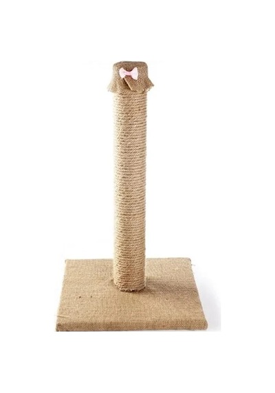 Doğal Jüt Halatlı Kedi Tırmalama Direği, Pembe Papyon