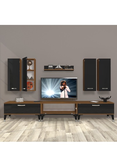 Decoraktiv Eko 8d Slm Silver Tv Ünitesi Tv Sehpası Ceviz - Siyah