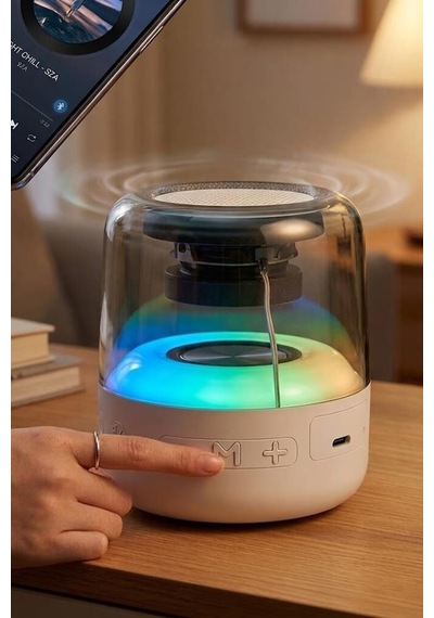 Delux Serisi Bluetooth Hoparlör D14 Beyaz Kadın Erkek Kablosuz