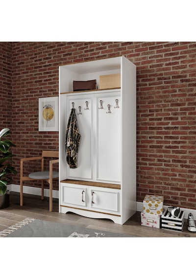 Stella 4 Kapaklı 6 Askılı 5 Bölmeli Country Vestiyer, Portmanto Beyaz-ceviz- Tamamı Mdf Beyaz - Ceviz Stella 4 Kapaklı 6 Askılı 5 Bölmeli Country Vestiyer, Portmanto Beyaz-ceviz- Tamamı Mdf Beyaz - Ceviz