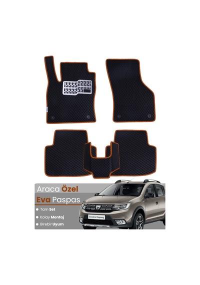 Dacia Sandero Stepway 2012-2020 Uyumlu Eva Paspas Tam Set Araca Özel,su Geçirmez,kolay Montaj 709
