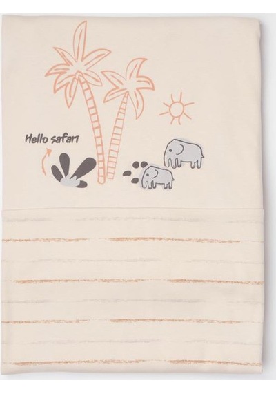 Biorganic Hello Safari Bebek Battaniyesi 85x90 64688 Ekru - Kiremit
