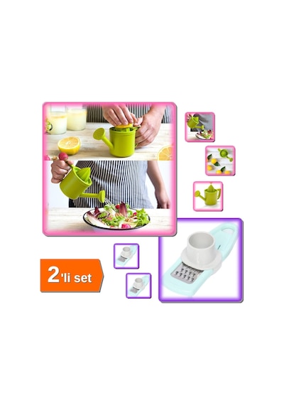 Hazneli Limon+narenciye Sıkacağı + Sarımsak Rendesi - Pratik Mutfak Yardımcısı Set - Khg742 Sert Pla Diğer