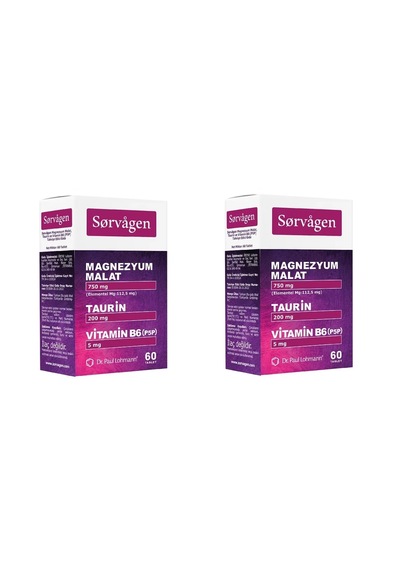 Sorvagen Magnezyum Malat Taurin Ve Vitamin B6 60 Tablet 2 Adet