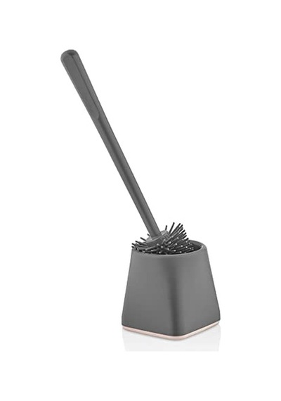 Gri Akrilik Tuvalet Fırçası Silindir Standlı 34cm Kolay Temizlik - 3371 Çok Renkli