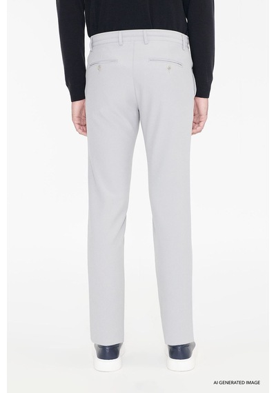 AC&Co / Altınyıldız Classics Erkek Grı Slim Fit Dar Kesim Beli Bağlamalı Yan Cep Gofre Desenli Pantolon Gri