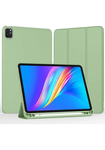 Apple Uyumlu iPad Pro 4. Nesil M2 2022 11 Inç Tablet Kılıf Uyku Modlu Kalem Bölmeli Silikon Koruyucu Kılıf