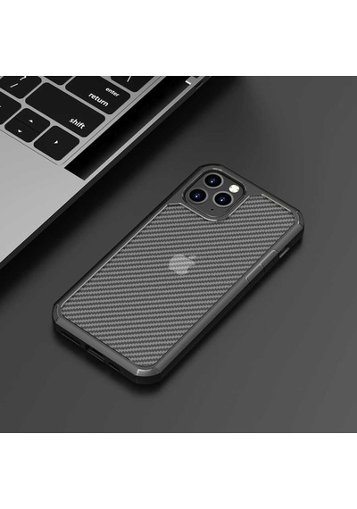 Apple Uyumlu iPhone 11 Pro Max Kılıf Zore Inoks Fiber Yüzey Tasarım Kılıf Siyah