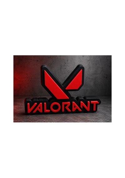 Valorant Logo Standı Masaüstü Süs Oyuncu Aksesuarı Dekoratif Figür Konsol Kırmızı - Siyaj