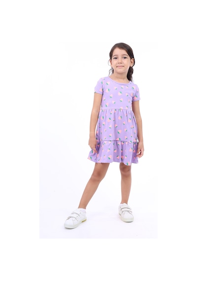 Toontoy Kız Çocuk Bisiklet Yaka Komple Çilek Baskılı Elbise Lila Toontoy Kız Çocuk Bisiklet Yaka Komple Çilek Baskılı Elbise Lila