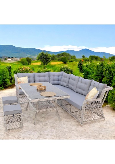 Serena X Rattan İki Puflu L Köşe Takımı Bahçe Mobilyası Takımı Diğer Serena X Rattan İki Puflu L Köşe Takımı Bahçe Mobilyası Takımı Diğer
