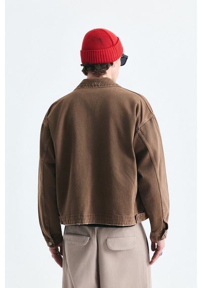 Vamos Oversize Fermuar Kapama Kot Mont Vizon