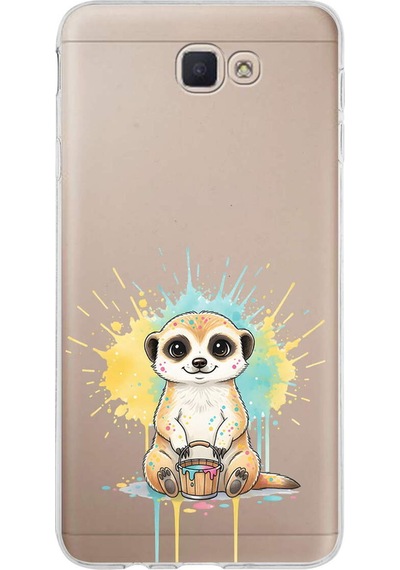 Samsung Galaxy J7 Prime 2 İle Uyumlu Splash Mirket Tasarımlı Şeffaf Silikon Kılıf Şeffaf