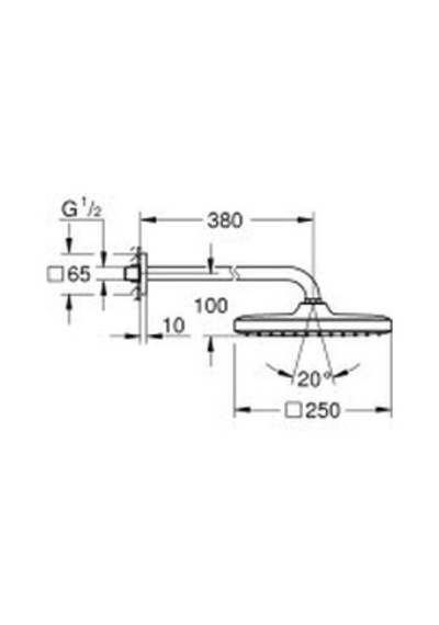 Grohe Tempesta 250 Cube Tepe Duşu Seti 380 Mm, Tek Akışlı - 26687000 Krom Kaplama