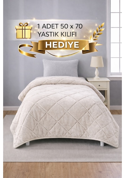 Welsoft Lüx Yorgan Tek Kişilik 155 X 215 Cm Ekru
