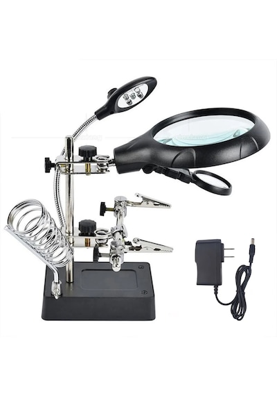 Mg-16129 Çok Fonksiyonlu Işıklı Büyüteç Lehim Tamir Standı