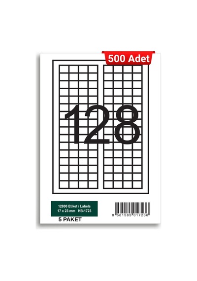 Herboy Hb-1723 17 X 23 Mm A4 Baskılı Laser Etiket 500 Adet