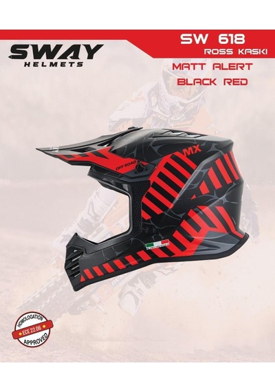 Sway Alert Full Face Tam Korumalı Kask 53-54cm Siyah - Kırmızı Siyah - Kırmızı