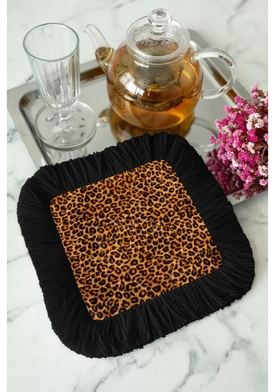 Leopar Şıklığı Saçaklı Sunum Peçetesi - Egzotik Lüks Bohem Siyah Kahverengi Bardak Altlığı Mendil Sisli Zeytin Yeşili Leopar Şıklığı Saçaklı Sunum Peçetesi - Egzotik Lüks Bohem Siyah Kahverengi Bardak Altlığı Mendil Sisli Zeytin Yeşili
