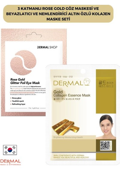 Dermal 3 Katmanlı Rose Göz Maskesi + Altın Özlü Kolajen Maskesi 23 G