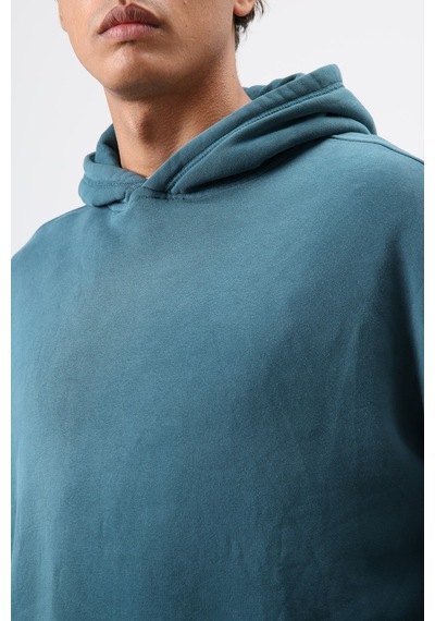 Vamos Oversize Nakış Detaylı Hoodie Nefti Yeşil