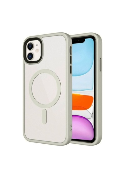 Apple Uyumlu iPhone 11 Kılıf Mat Arka Yüzey Wireless Şarj Özellikli Zore Flet M-safe Kapak Titanyum