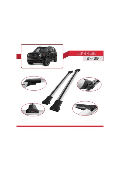 Jeep Renegade 2014 Ve Sonrası İle Uyumlu Fly Model Ara Atkı Tavan Barı Gri