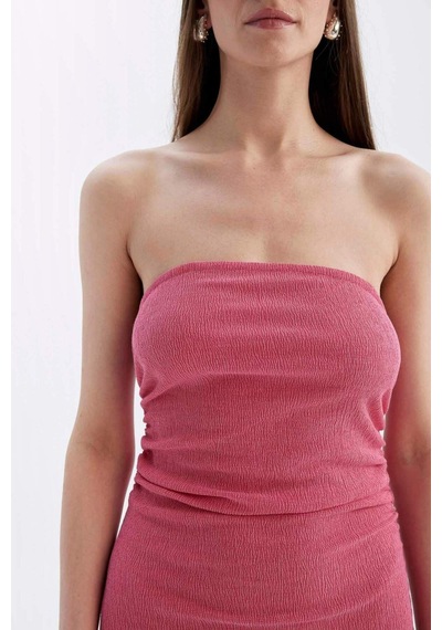 DeFacto Bodycon Straplez Bürümcük Midi Abiye Elbise D3510AX24HSPN296