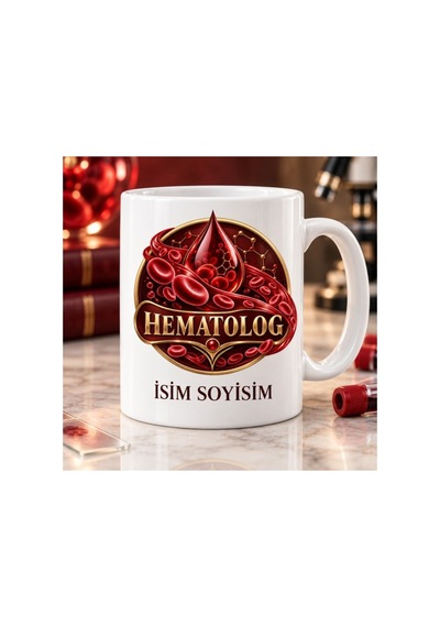 Hematolog Kupa Bardak Kan Damlası Ve Hücre Desenli Beyaz Beyaz