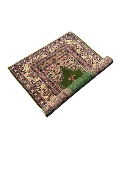 El Dokuma Sıfır Yeşil Bünyan Seccade 87x130 Kök Boya Yün Namazlık