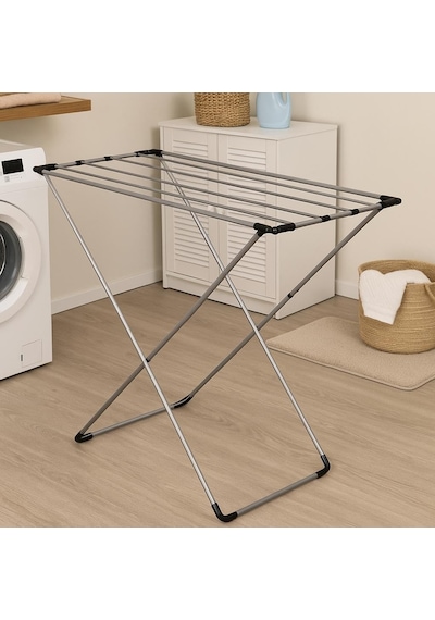 Mallart Gri Katlanabilir Çamaşır Kurutmalığı Kompakt Ve Dayanıklı Metal Gövdeli Kurutma Askısı / Banyo, Çok Renkli