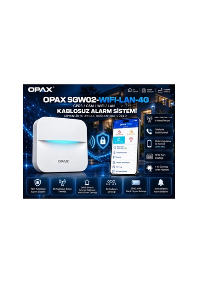 Opax Sgw02-wıfı-lan-4g Gsm Gprs Wifi Lan Kablosuz Alarm Sistemi