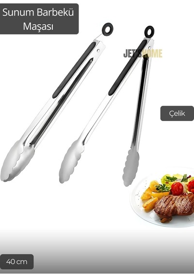 Sunum Maşası Barbekü Maşası Mangal Maşa Çelik Salata Maşası 40 Cm