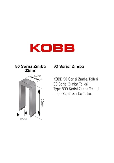Kobb Kbz9022 22mm 2500 Adet 90 Serisi Ağır Hizmet Tipi Zımba Teli