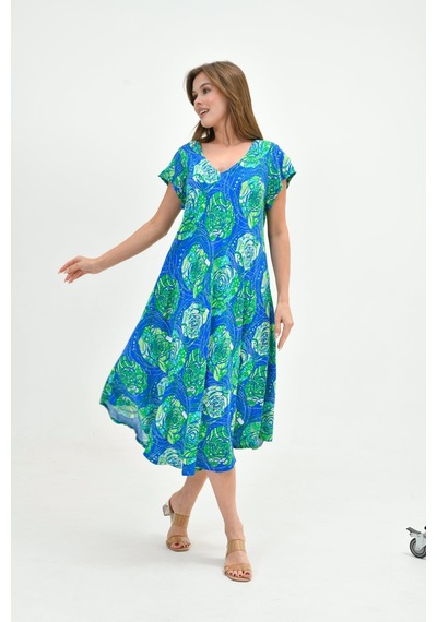 Mg Otantik Kadın Çok Renkli Yazlık Viskon Picasso Elbise Hafif, Rahat, Günlük Şıklık Mavi-yeşil Desenli Mg Otantik Kadın Çok Renkli Yazlık Viskon Picasso Elbise Hafif, Rahat, Günlük Şıklık Mavi-yeşil Desenli