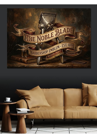 The Noble Blade Berber Usturası Dekoratif Kanvas - Mdf Ahşap Tablo